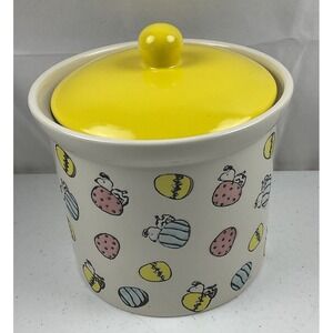 Peanuts Snoopy Easter Spring Cookie Jar Canister With Yellow Lid